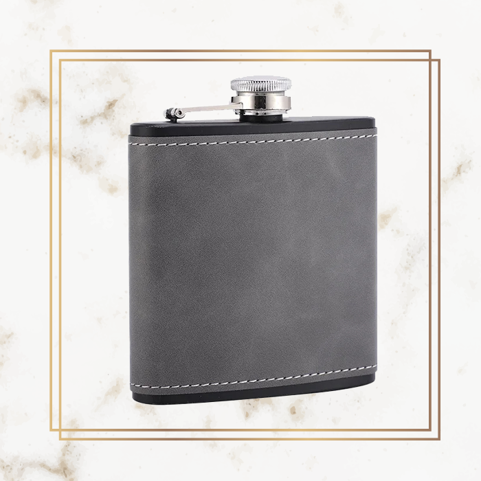 Wedding Hip Flask - Leather