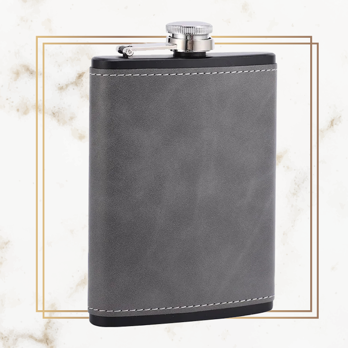 Wedding Hip Flask - Leather