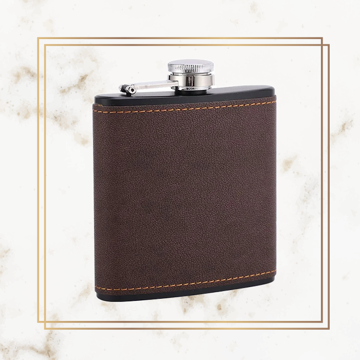 Logo Hip Flask - Leather