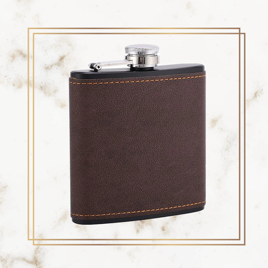 Wedding Hip Flask - Leather