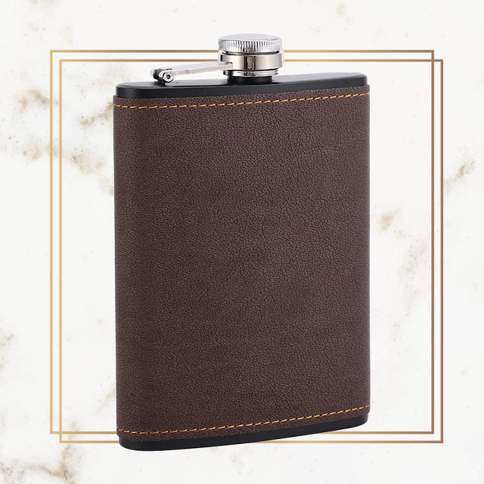 Logo Hip Flask - Leather